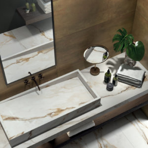 ANTIQUE WHITE 60x120 LUX+ + 160X320 REBEL BRASS 60x120