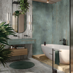 GREY VEIN 120X270, 60X120 + REBEL EMERALD 120X270 + NORDIK WOOD GOLD 20X120